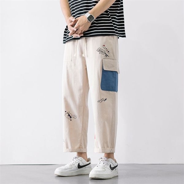 Privathinker Divertente Stampato Uomini Pantaloni stile harem Pantaloni Casual da Uomo Coreani Dritti Streetwear Uomo Pantaloni Larghi Pantaloni 201128