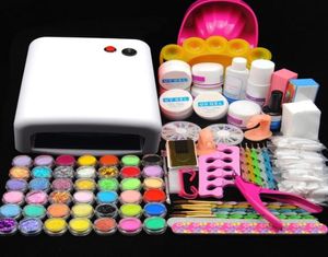 Lámpara UV Pro de 36W para uñas, Kit de manicura de Gel UV, molde acrílico para decoración de uñas, lima de polvo brillante, puntas falsas, kits de decoración de manicura 3039050