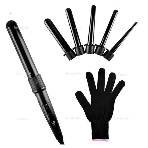 Pro 5 Parte Curling Iron Hine Ceramic Camer de cabello Multi-tamaño Multi-tamaño Guante resistente al guante Setlyling