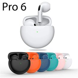 Pro 6 TWS Bluetooth -hoofdtelefoon Portable Universal in oortelefoons met microfoon Outdoor Sports Ear Buds Pro6 Headset Running Pro6 Gift met Retail Box -pakket