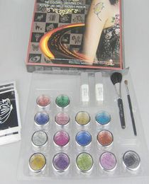 Pro body painting tattoo deluxe kit 1 set 15 kleuren levering kit body art tattoo kit balk156606176