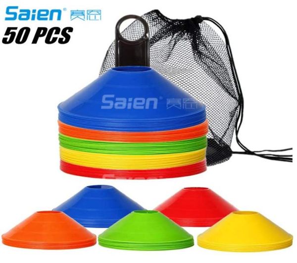 Lot de 50 cônes de disque Pro pour football d'agilité, avec sac de transport et support pour l'entraînement de football, marqueurs de cônes de terrain de sport pour enfants 5825170