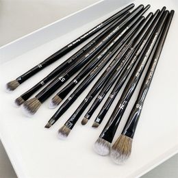Pro Eye Makeup Brush Set 10-PC's Zwart Eyeshaodw vormen contouren Hoogtepunten Lip Lip Concealer Blending Cosmetics Beauty Tools
