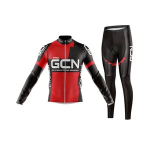 Pro Gcn Team Herfst Wielertrui Set Bib Broek Ropa Mountainbike Jersey 9D Gel Fietsen Broek Lange Mouw pak 240116