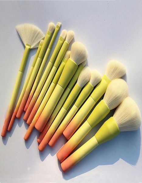 Pro dégradé couleur 14 pièces pinceaux de maquillage ensemble doux cosmétique mélange fond de teint fard à paupières Blush brosse Kit maquillage Tools8371234
