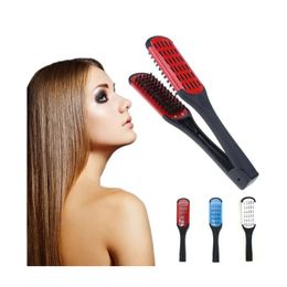 Pro coiffure lisseur céramique défriser les cheveux Double brosses V forme peigne pince pas mal outils de coiffure Peine En Forma De V Para