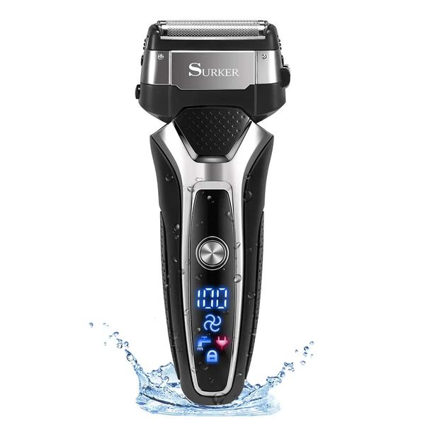 Pro mâle rasoir électrique barbe feuille rasoir électrique pour hommes rechargeable machine à raser corps nettoyage tête de rasoir USB240115
