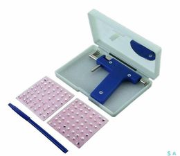 Pro acier oreille nez nombril corps Piercing pistolet trousse à outils 98 pièces ensemble de goujons d'instruments goutte bleue SSS337h2766305