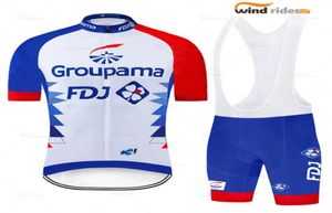 Pro Team Groupama FDJ Jerseys Cycling Bicycle Maillot Breathable Ropa Ciclismo Mtb à manches courtes Bib Bib Bib Racing Sets3315028