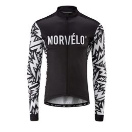 Pro Team MORVELO Maillot de cyclisme à manches longues pour hommes Chemise de vélo VTT Automne Respirant Séchage rapide Tops de course Vêtements de vélo de route Vêtements de sport en plein air Y21042128