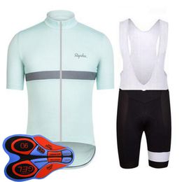 Pro Team RAPHA Hombres Verano ciclismo jersey traje manga corta bicicleta camisa bib shorts 9D Set MTB bicicleta Ropa Carretera bicicleta uniforme Y082101