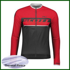 Pro Team Scott Cycling Jersey Mens Winter Thermal Fleece Lange Mouw Mountainbike Shirt Road Fiets Tops Warmer Racing Kleding Outdoor Sportswear Y21050655