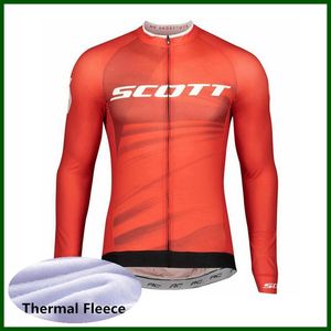 Pro Team Scott Ciclismo Jersey para hombre Invierno Polar térmico Manga larga Camisa de bicicleta de montaña Bicicleta de carretera Tops Calentador Ropa de carreras Ropa deportiva al aire libre Y21050657