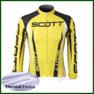 Pro Team Scott Cycling Jersey Mens Winter Thermal Fleece Lange Mouwen Mountainbike Shirt Road Fiets Tops Warmer Racing Kleding Outdoor Sportswear Y21050628