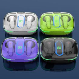 Pro70 TWS Auriculares inalámbricos Bluetooth Auriculares con cancelación de ruido 3D HIFI Sonido Visible Caja de carga transparente