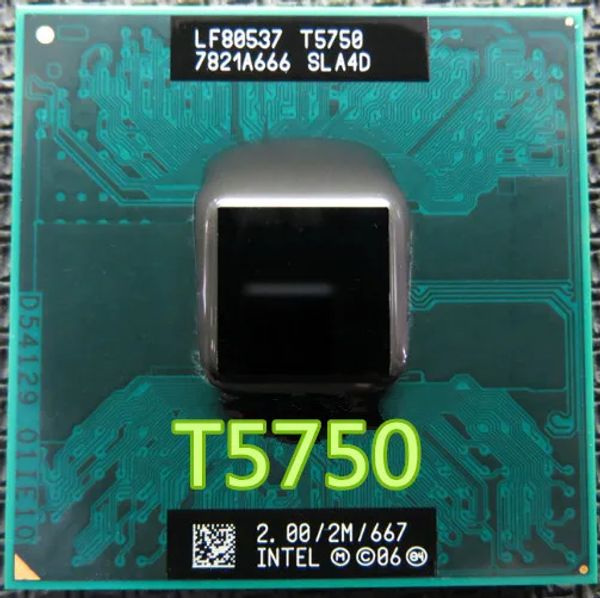Processeur Intel CPU ordinateur portable Core 2 Duo T5750 T5750 CPU 2M CACHE / 2,0 GHz / 667 / Dualcore Socket 479Laptop Processeur pour GM45 / PM45