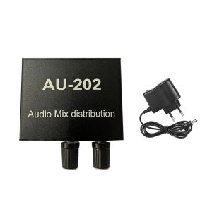 Processeurs Distributeur audio de mélangeur stéréo AU202 pour le casque ExternalPower AMP Contrôle 2 Entrée 2 Plug de sortie EU