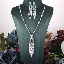 Processeurs Janekelly 2 pièces de mariée zircone ensembles de bijoux complets pour les femmes fête, dubaï Nigeria Cz cristal collier de mariage