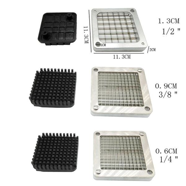 Processeurs Hachoir à frites en acier inoxydable Chips Cuisine Légumes Pommes de terre Chipper Frites Chip Cutter 3 Lames Taille Chips Cutter Pa