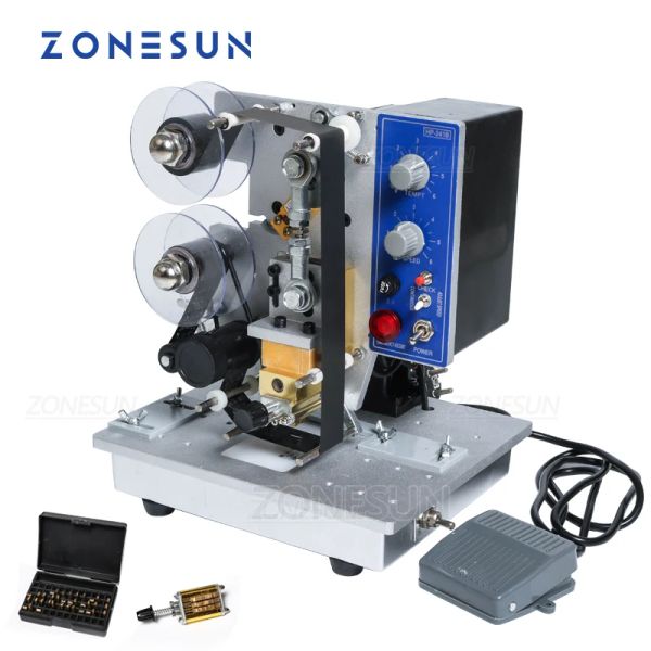 Procesadores ZONESUN semiautomático eléctrico estampado en caliente cinta código impresora codificador de cinta HP241B cinta de color máquina de impresión en caliente cinta térmica