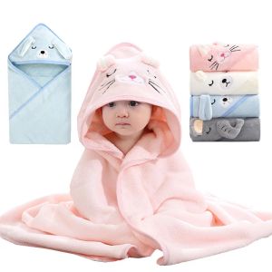 Produit Cartoon Baby Bath Towels for Body Hooded Coral Fleece Kids Bathrobe Swaddle Wrap Baby Covetures pour filles garçons 80 * 80cm