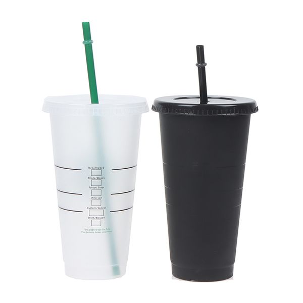 Description du produit Tasses de paille de couleur de changement de boisson avec couvercle de tasse en plastique mat de bouteille de café PP de qualité alimentaire