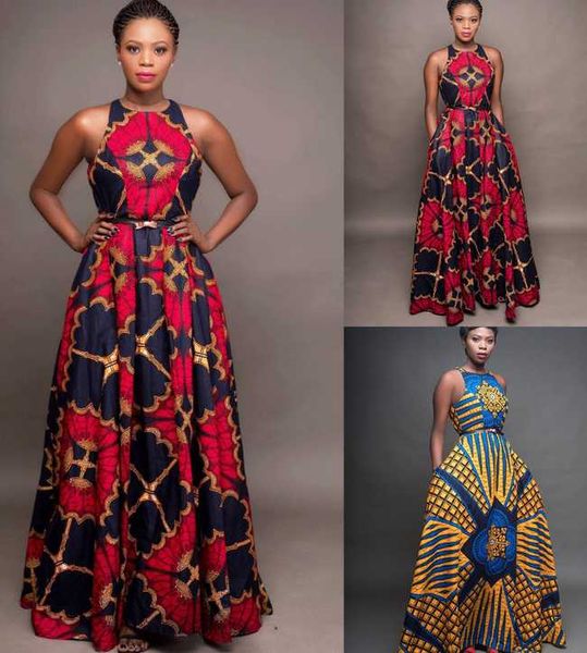 Produit Impression numérique Robe sans manches à col rond pour femmes Style africain Discothèque Grande balançoire Robes décontractées d'été