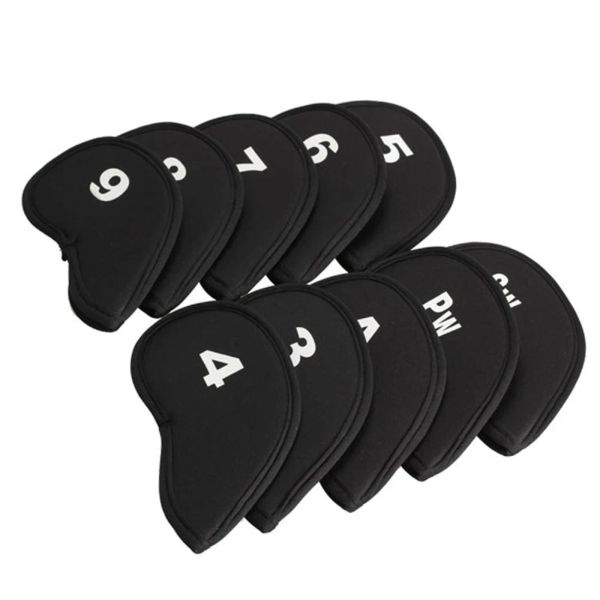 Produits 10pcs / set Golf Iron Head Covers Iron Golf Club Black / Red / Blue Golf Club Iron Head Protector Golf Accessoires