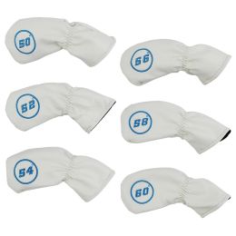 Producten 6 PCS Golf Wedge Cover waterdicht leer PU 50 52 54 56 58 60 graden golfzandwedge hoofddeksel