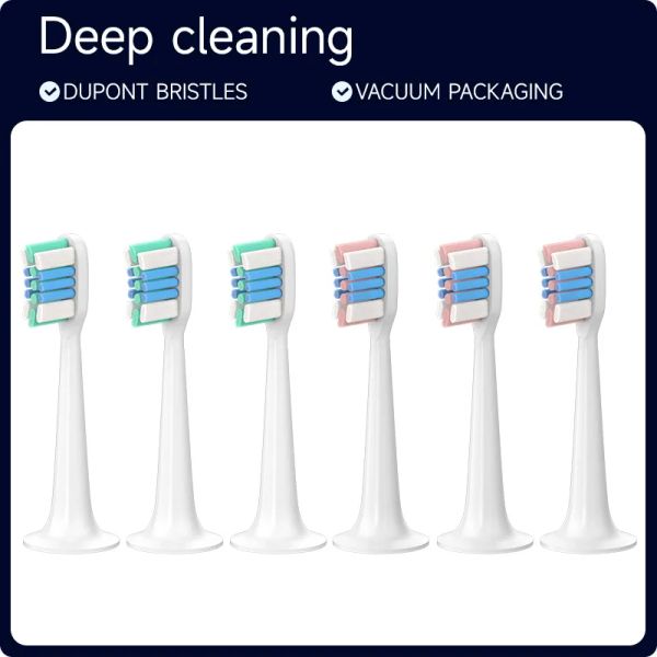 Productos Cabezales de cepillo de reemplazo de 6 piezas para Xiaomi Mijia T300/T500/T700 Sonic Electric Tooth Soft Bristle Taps Vacuum Paquete Boquhles