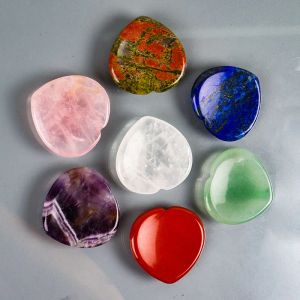 7 piezas Chakra preocupación piedra forma de corazón palma pulgar mano masaje cara Gua Sha herramienta cuidado de la piel cristal Natural piedra Mineral belleza