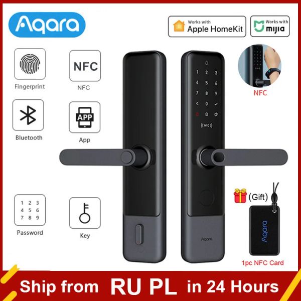 Produits Aqara N200 Smart Door Verrouillage Les verrous d'empreintes digitales conviennent au mot de passe Bluetooth NFC Unlock Work Xiaomi Mijia Mihome Apple Homekit App