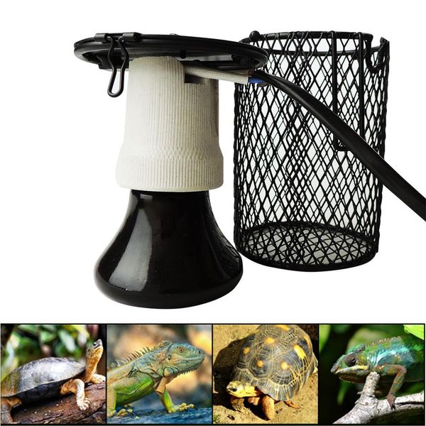 Support de protection de lampe chauffante en céramique, support de lampe en céramique E27, pour terrariums de reptiles, ampoule thermique infrarouge (100W)