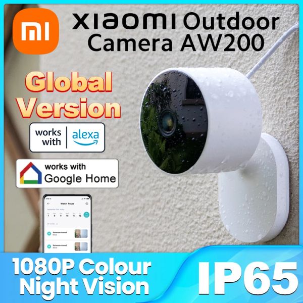 Productos Versión global Xiaomi Cámara al aire libre AW200 1080p IP65 Visión nocturna de infrarrojos impermeables con Alexa Google Home Mijia App