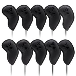 Produits Golf Club Iron Heaster Stamping Skull Golf Iron Head Covers Golf Club Iron Counaves Covers 10 pc / set