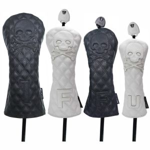 Produits Golf Heascover Skull Driver Fairway Hybird Wood Head Cover Set PU Le cuir imperméable Soft Durable Golf Woods Club Accessoires