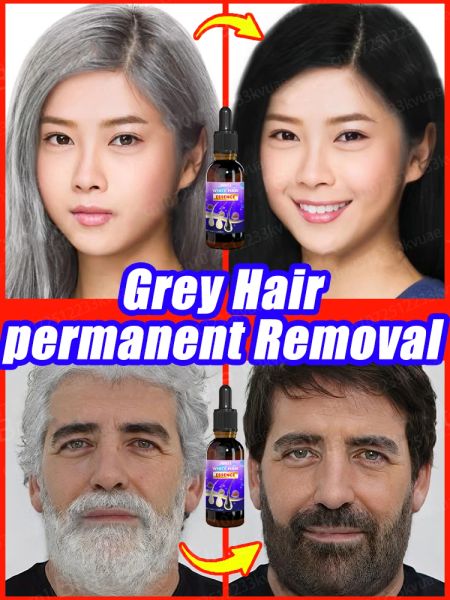 Sérum de traitement pour cheveux gris, blanc à noir, réparation de couleur naturelle, produits nourrissants, soins anti-chute, pour hommes et femmes