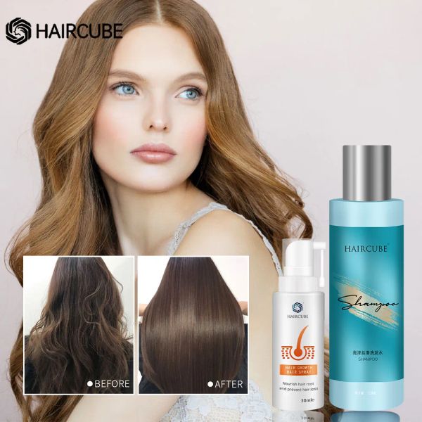 Productos HAIRCUBE Champú anticaída, champú nutritivo para el cabello, champú reparador de cabello dañado para hombres y mujeres, suero para el crecimiento del cabello, cabello grueso