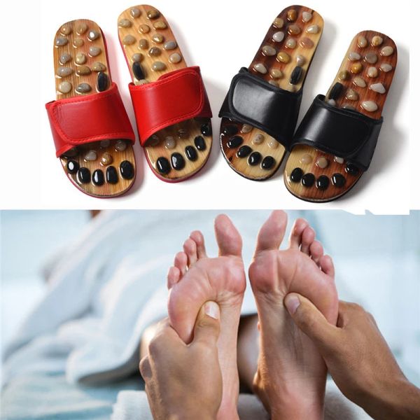 Productos Zapatos para masajear pies con guijarros naturales, zapatillas de masaje para terapia de adoquines con puntos de acupuntura, sandalias saludables para pies, zapatos para el cuidado de ancianos