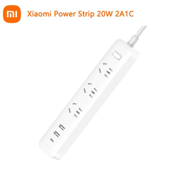 Productos Nuevo Xiaomi Mi Mijia QC3.0 20W Carga rápida Power Strip 2A1C + 3 Sockets Estándar de interfaz de enchufe de enchufe LED 1.8M Plat