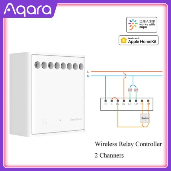 Produits Original Mijia Aqara Twoway Control Module Relay Relais Contrôleur 2 canaux Travaille pour l'application et le kit d'accueil Mijia