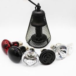 Lampe chauffante pour reptiles pour animaux de compagnie, lumière infrarouge en céramique avec Cage de sécurité, émetteur de lampe thermique pour poulets et reptiles, fourniture pour animaux de compagnie