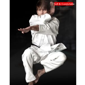 Produits qualité blanc adulte karaté uniforme respirant dobok kyokushinkai dogi kimono taekwondo ceinture karate costume vêtements pour enfants hommes