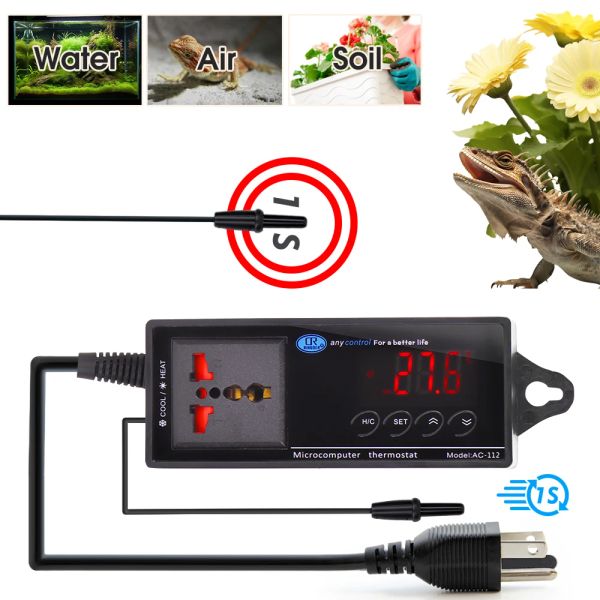 Productos Controlador de termostato para reptiles Sensor Termómetro Medidores Ventosa Acuario Pantalla LED digital Terrario Serpiente Accesorios para tanques