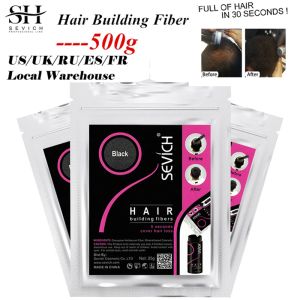 Produits Sevich 500g recharge fibre capillaire Anti perte de cheveux produit 10 couleur kératine croissance instantanée des cheveux recharge de fibres poudre de fibres de renforcement des cheveux