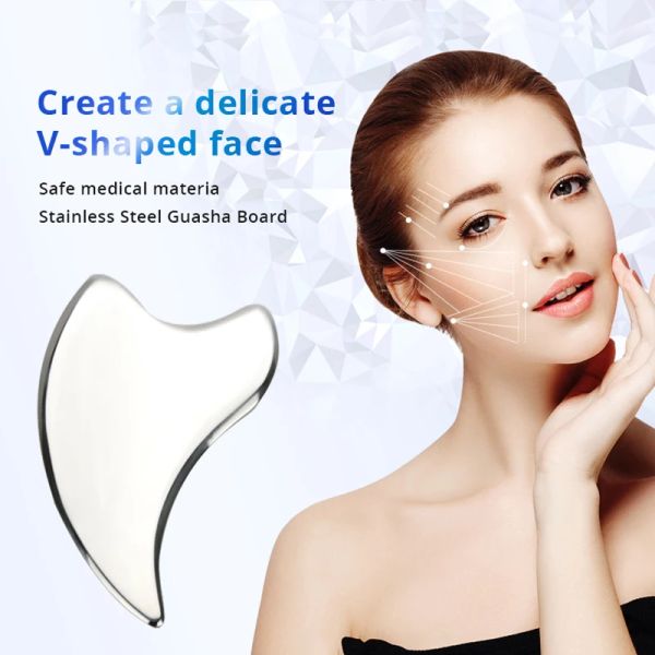 Herramienta de masaje raspador Gua Sha de acero inoxidable, tablero Guasha, excelentes herramientas para Spa, reafirmante de la piel, forma triangular del cuerpo Facial Guasha