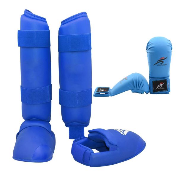 Uniforme de Taekwondo, conjunto de equipo de combate para Karate, Protector de manos para piernas, espinilleras, guantes de boxeo de palma, calcetines, zapatos de entrenamiento de MMA para adultos y niños