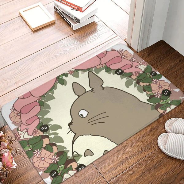 Productos Totoro Anime antideslizante felpudo flor hoja baño dormitorio alfombra de bienvenida decoración del hogar