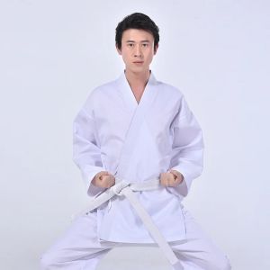 Produits costume d'uniforme Taekwondo blanc avec ceinture pour enfants, ceinture élastique, entraînement sportif, fitness, équipement de gym