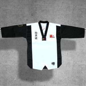 Productos Al por mayor Pinetree Taekwondo Uniforme TKD Dobok WTF Logotipo para niños Uniformes para niños Uniformes Traje de cumpleaños